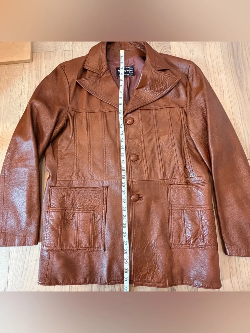 Vintage Tony’s Genuine Brown Leather Jacket Made in Mexico 70s Wide Lapel Unisex